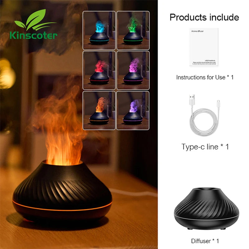 Volcanic Aroma Diffuser mit Farbflamme & Nachtlicht